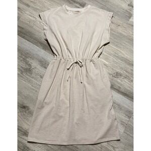 A New Day Women's XSmall Dress Tan Brown Striped‎ Sleeveless Drawstring Waist